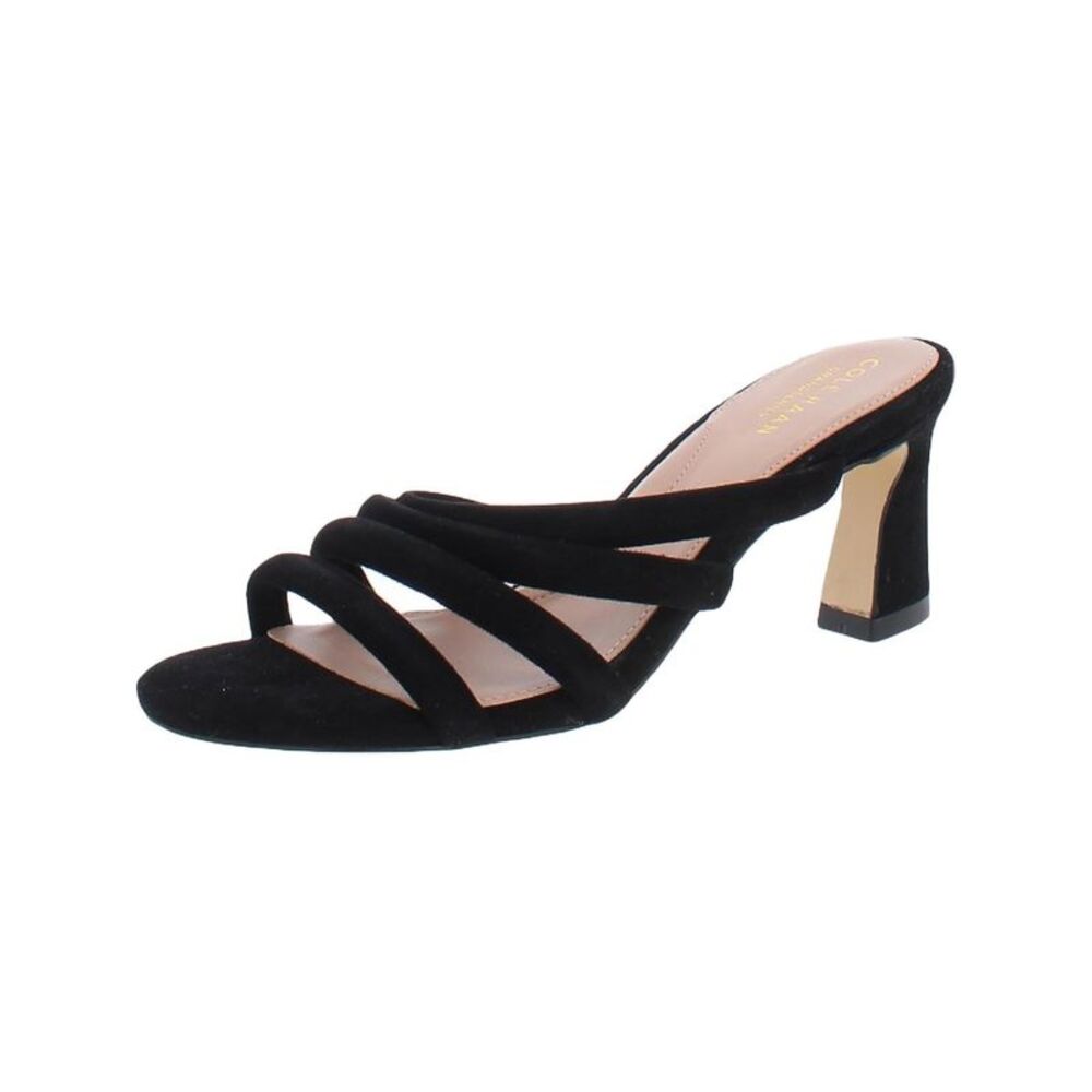 COLE HAAN GRANDSERIES Womens Black Adella Flare Suede Heeled Sandal 8.5 B